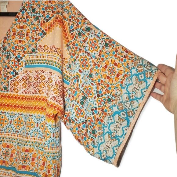 Chico's Kaleidoscope Print Kimono Sleeve Zippered Jacket NWOT - Picture 3 of 10
